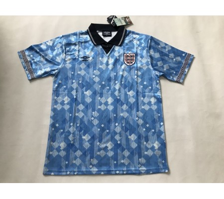 England 1990 World Cup Third Blue Soccer Jersey